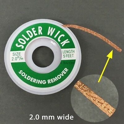2.0mm Desoldering Braid Solder Remover Spool Copper Wick 5 Ft 1.5m - Usa Seller