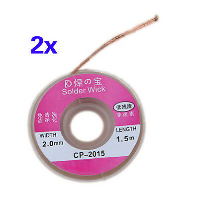 2pcs Solder Wick Remover Desoldering Braid Wire Sucker Cable Fluxed Flux Ad
